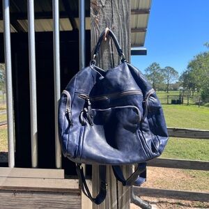 Free People Navy Leather Backpack